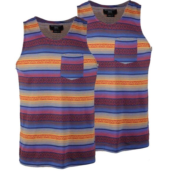 Men's Striped Tank Top with Stylish Chest Pocket Modern and Casual Look Size L - Picture 6 of 7